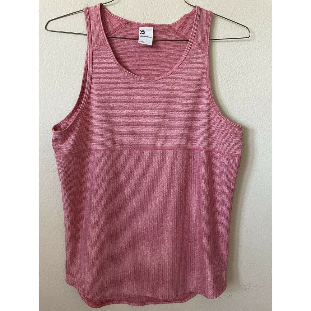 All In Motion Red Sleeveless Scoop Neck Curved Hem Men’s Athletic Tank Top SZ S